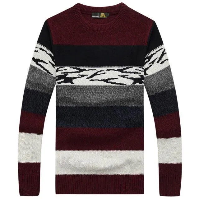 Men's Long Sleeved Striped Pullover M-3XL