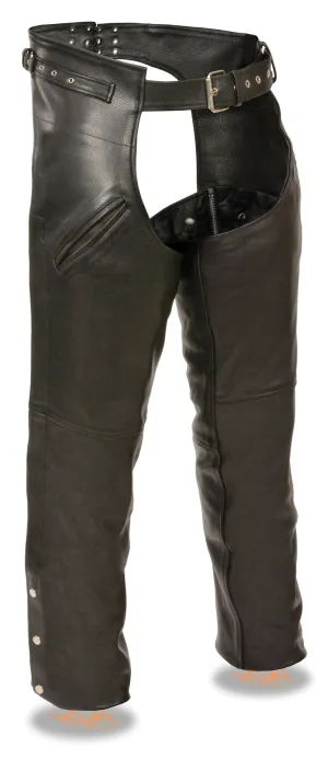 Men's Motorcycle Blk Gun holster leather chap with thigh pockets soft leather