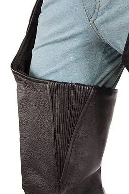 Men's Motorcycle Blk Vented leather chap with Reflective piping
