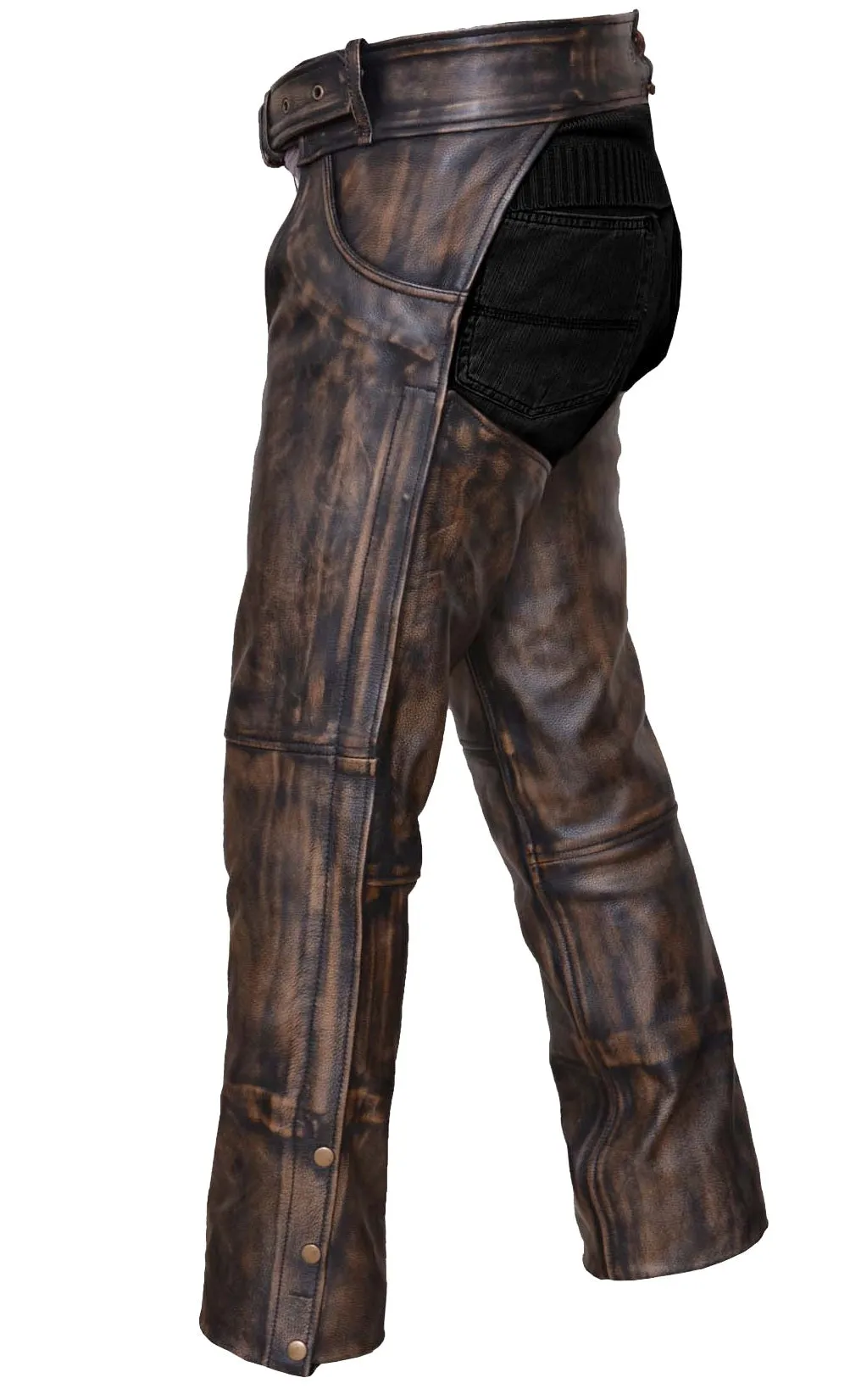 Mens Motorcycle Jean pocket Retro Brown Premium Cow Hide Leather Chap Pant