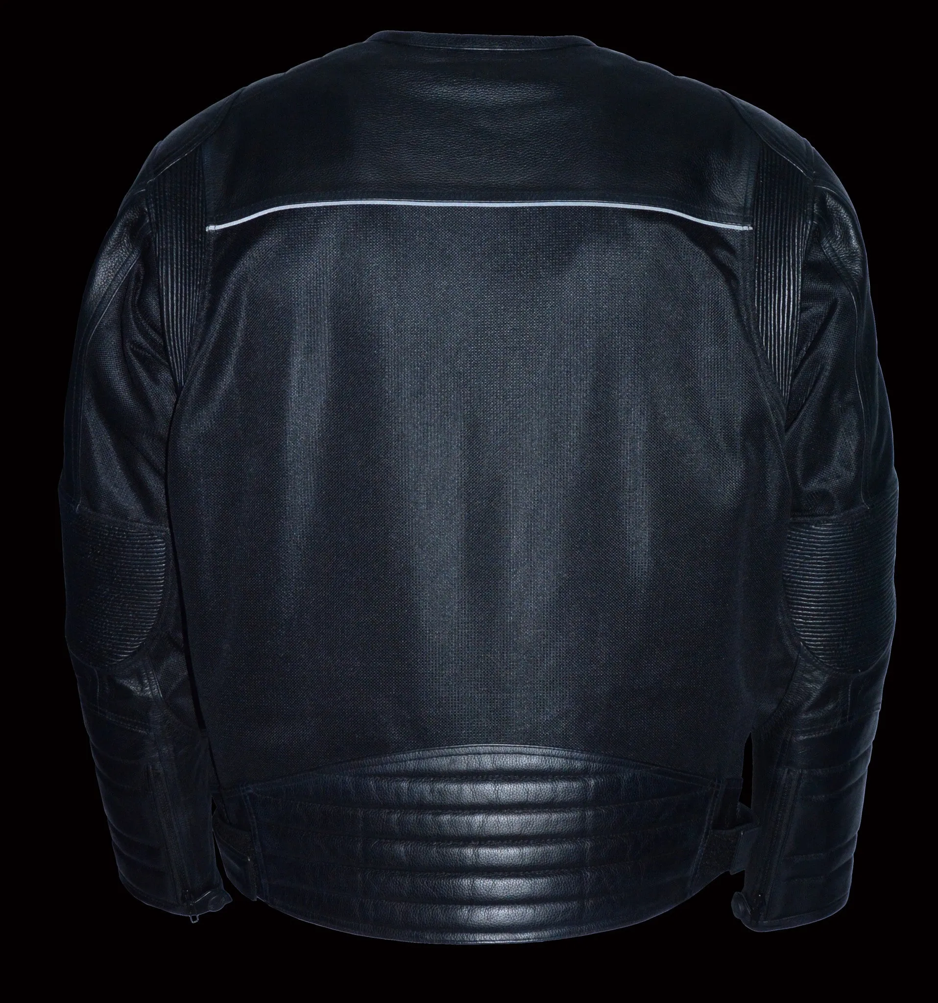 Men's Motorcycle Textile Mesh Combo Leather Jacket with Armors