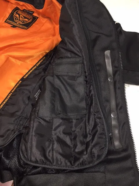 Men's Motorcycle Textile Mesh Combo Leather Jacket with Armors