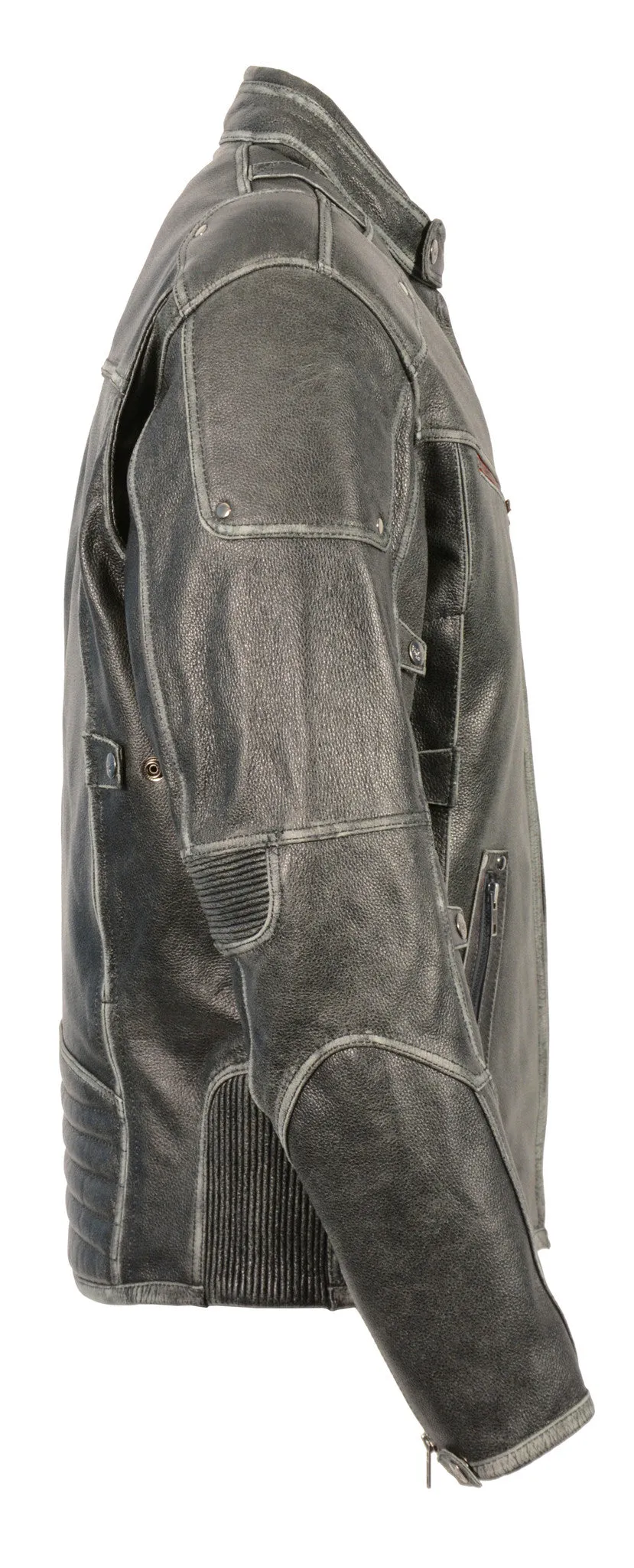Men's Motorcycle Vintage Distressed Vented Leather jacket with 2 Gun pockets