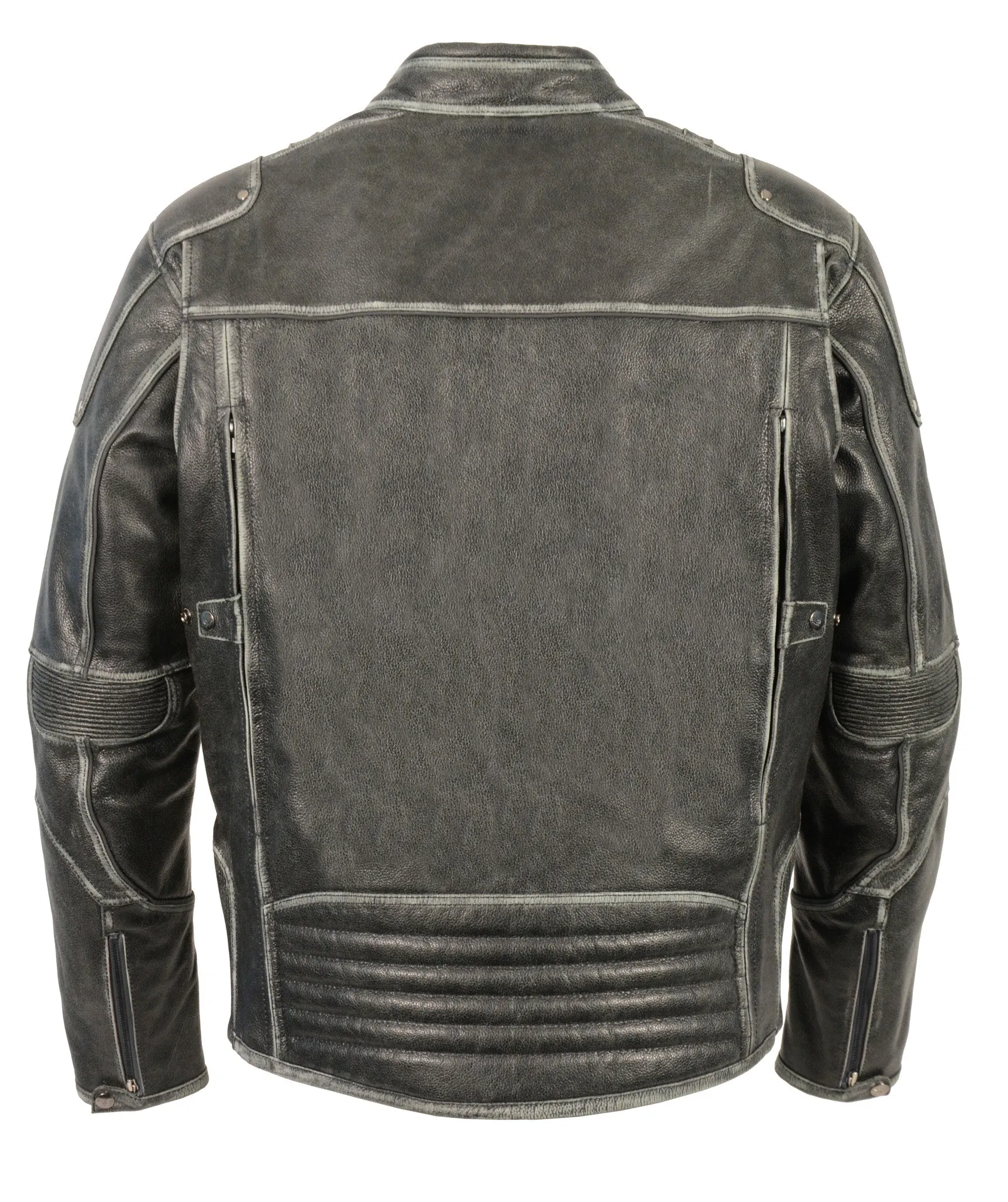 Men's Motorcycle Vintage Distressed Vented Leather jacket with 2 Gun pockets