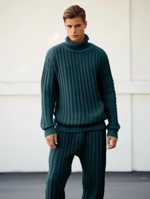 Men's Sapphire Blue Oversized Thick Knitted
