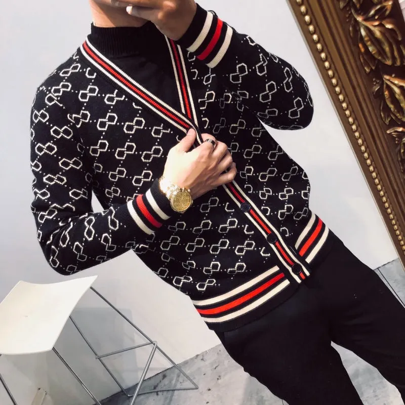 Men's Vintage Print Cardigan Up To 2XL