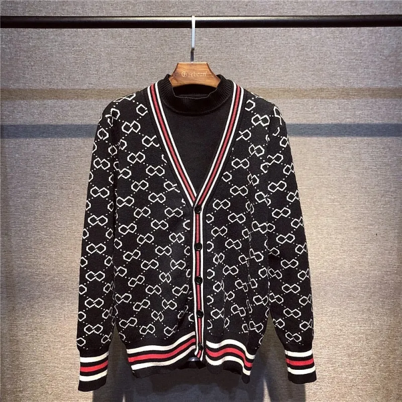 Men's Vintage Print Cardigan Up To 2XL