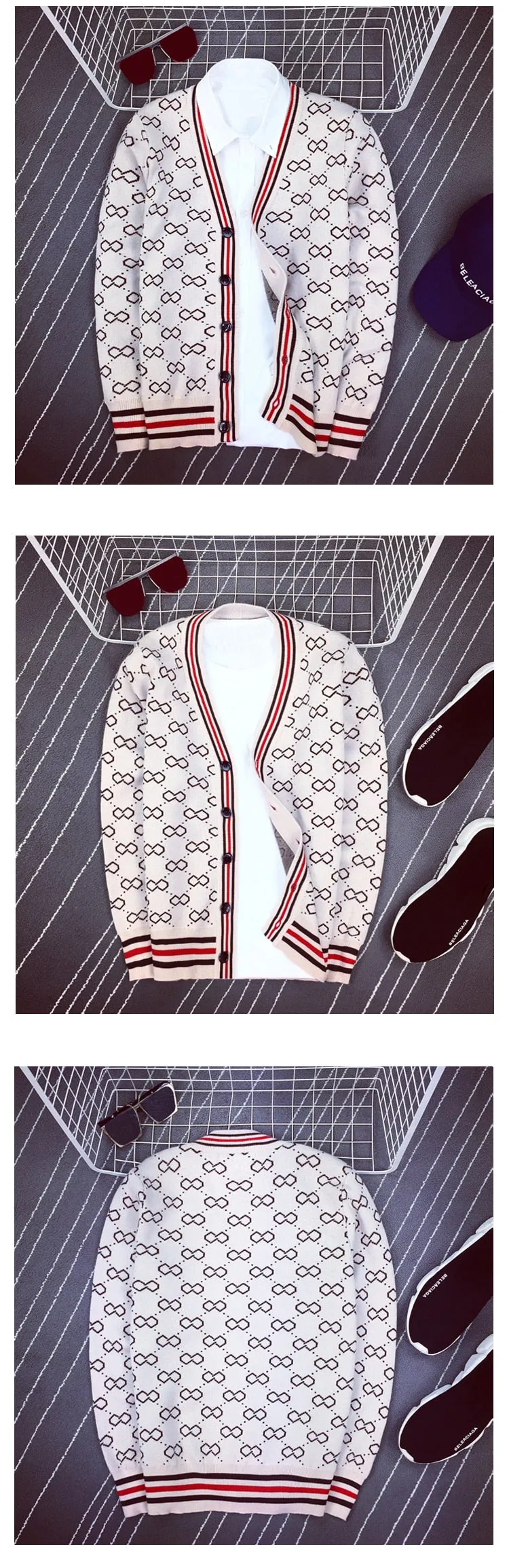 Men's Vintage Print Cardigan Up To 2XL