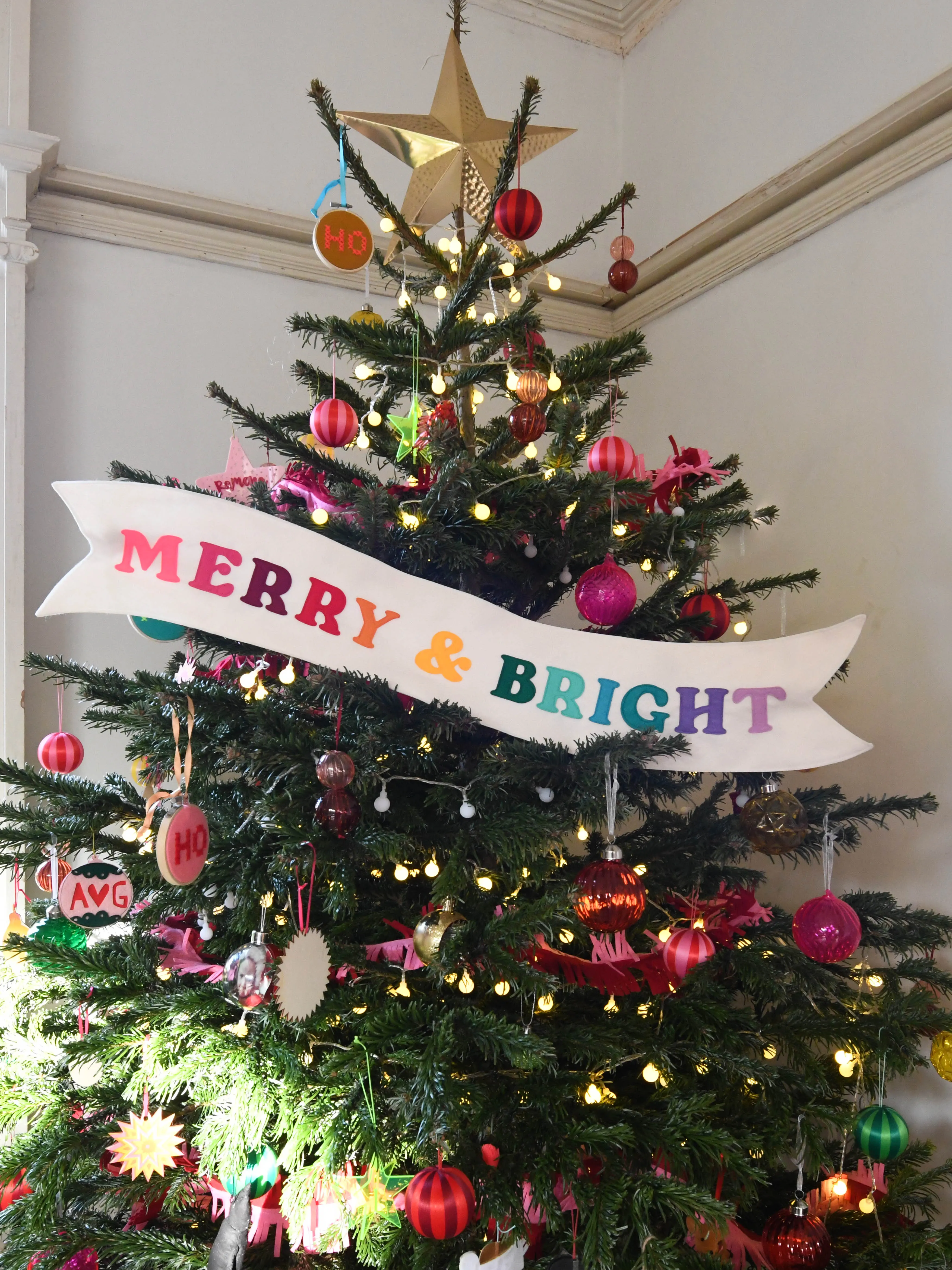 Merry and Bright  Christmas Tree Sash