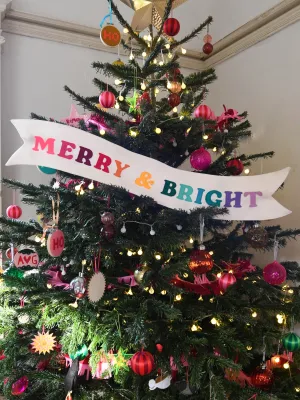 Merry and Bright  Christmas Tree Sash