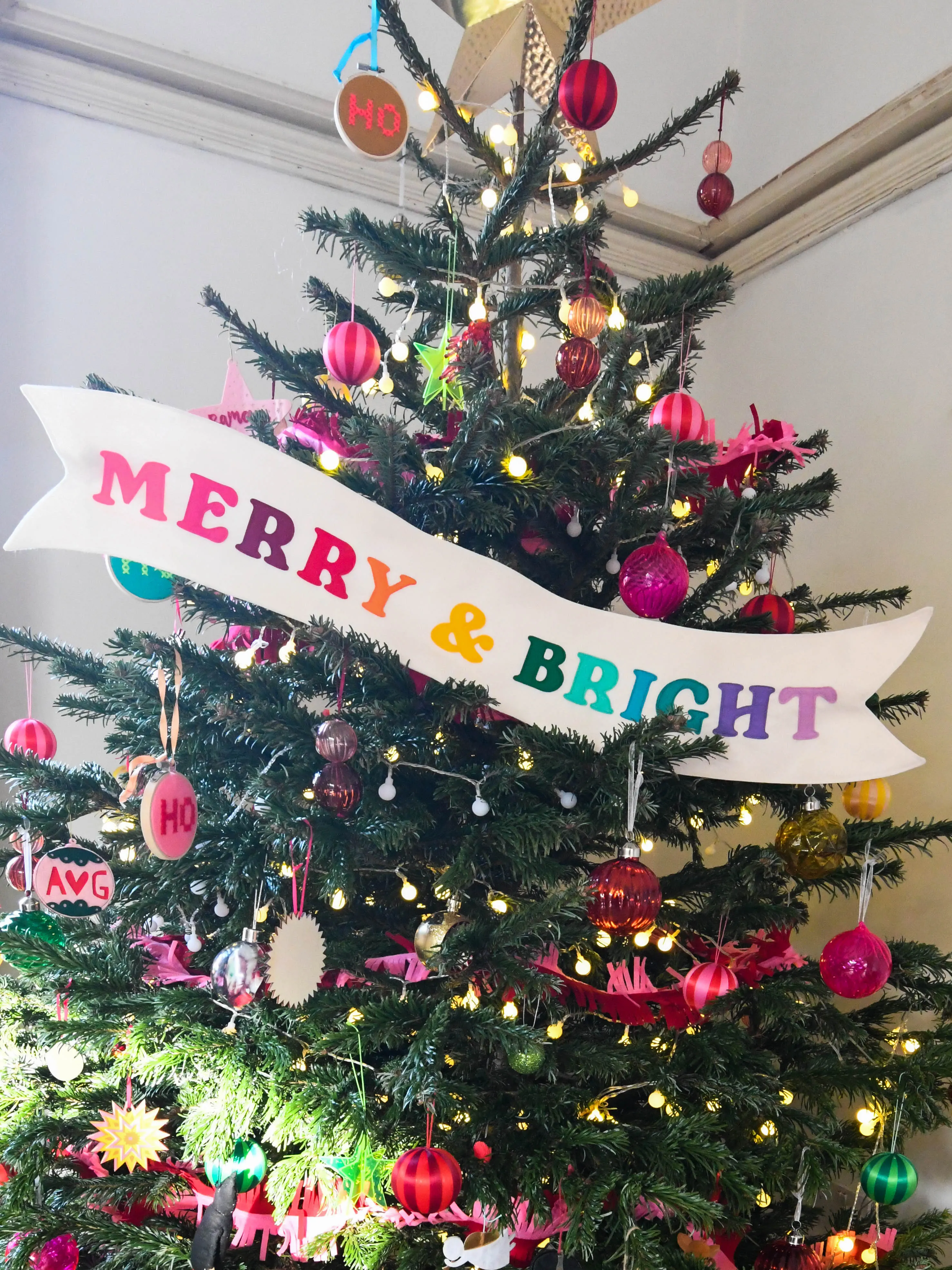 Merry and Bright  Christmas Tree Sash