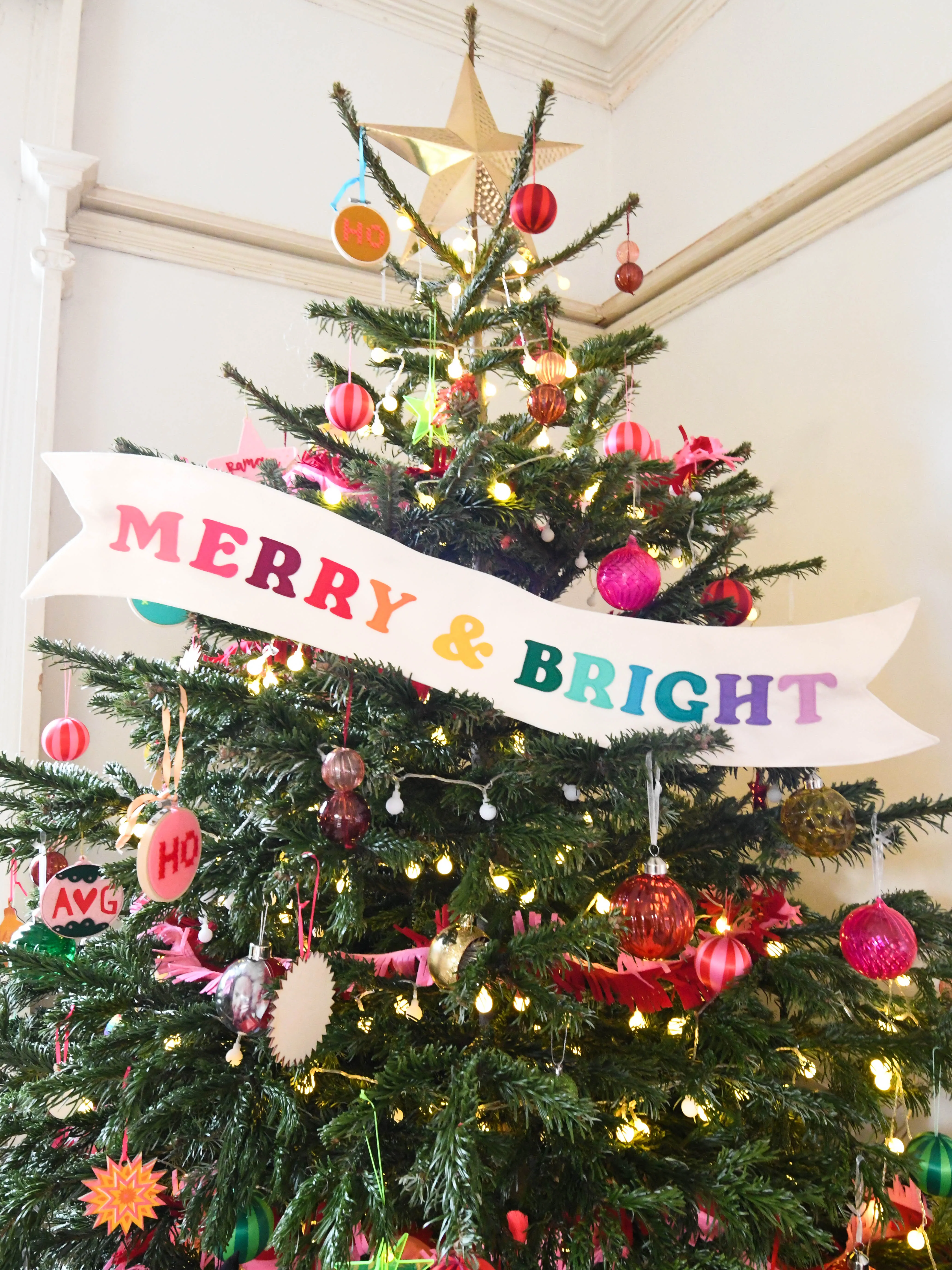 Merry and Bright  Christmas Tree Sash
