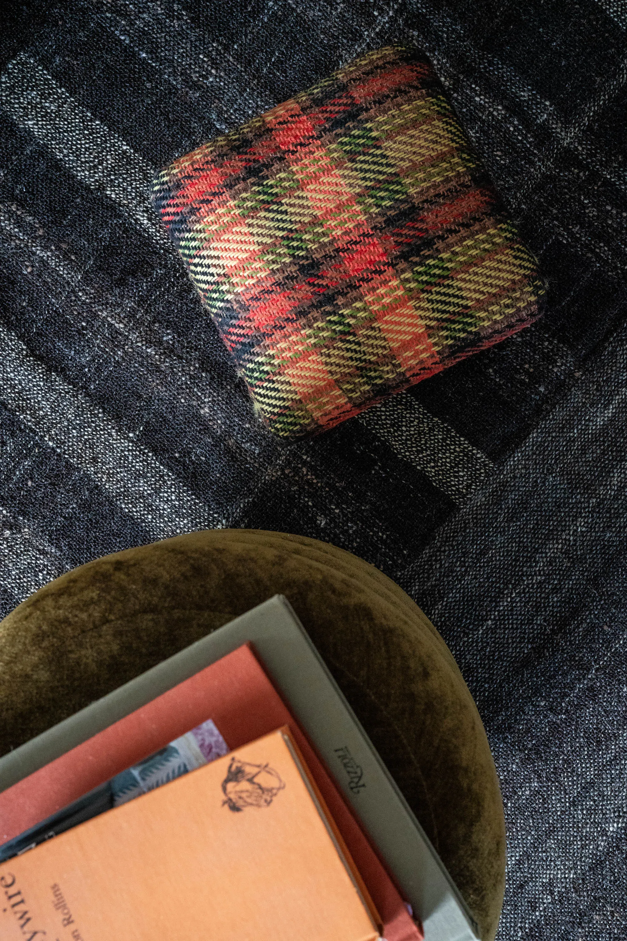 Mid Century Plaid Foot Stool