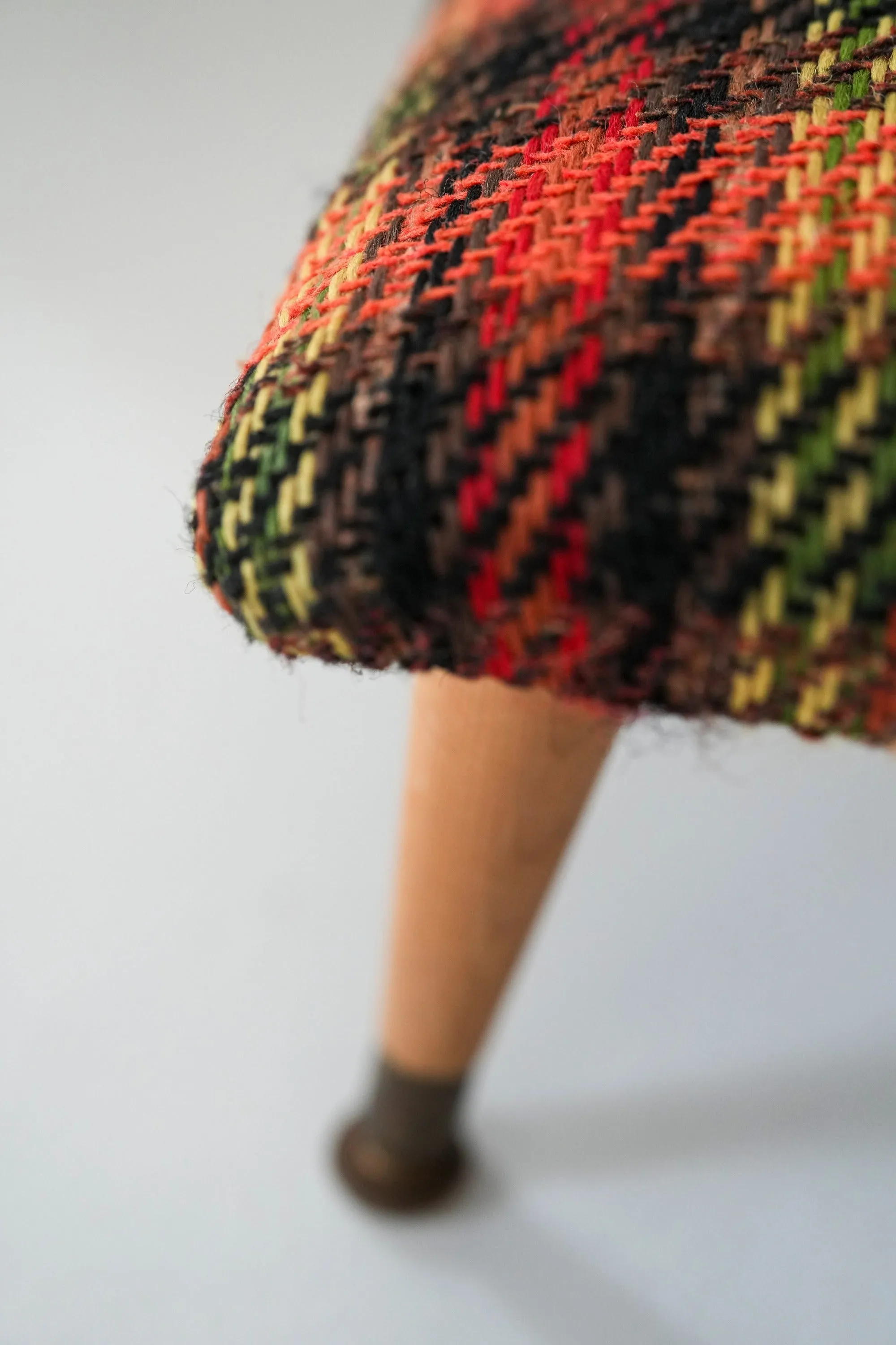 Mid Century Plaid Foot Stool