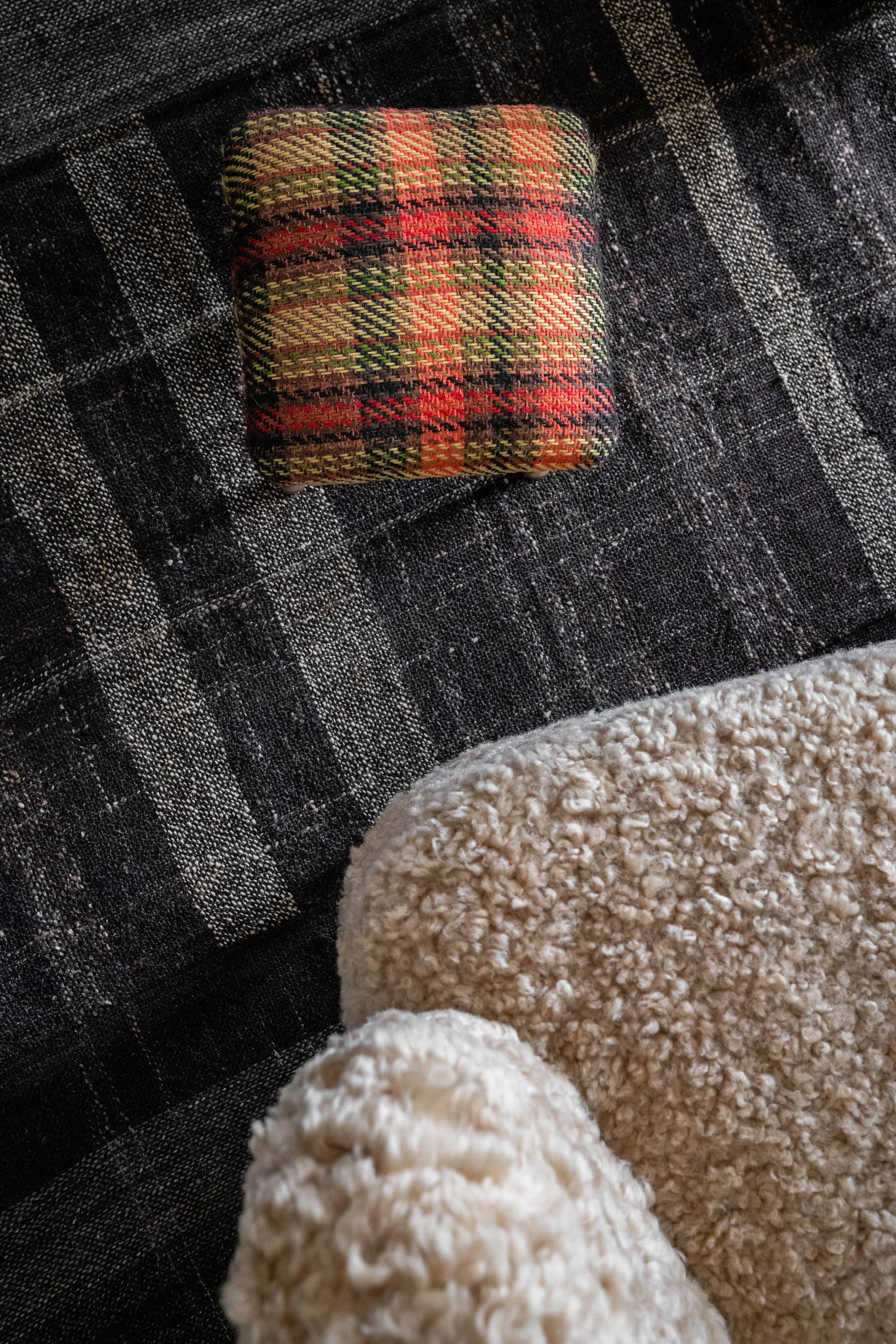 Mid Century Plaid Foot Stool