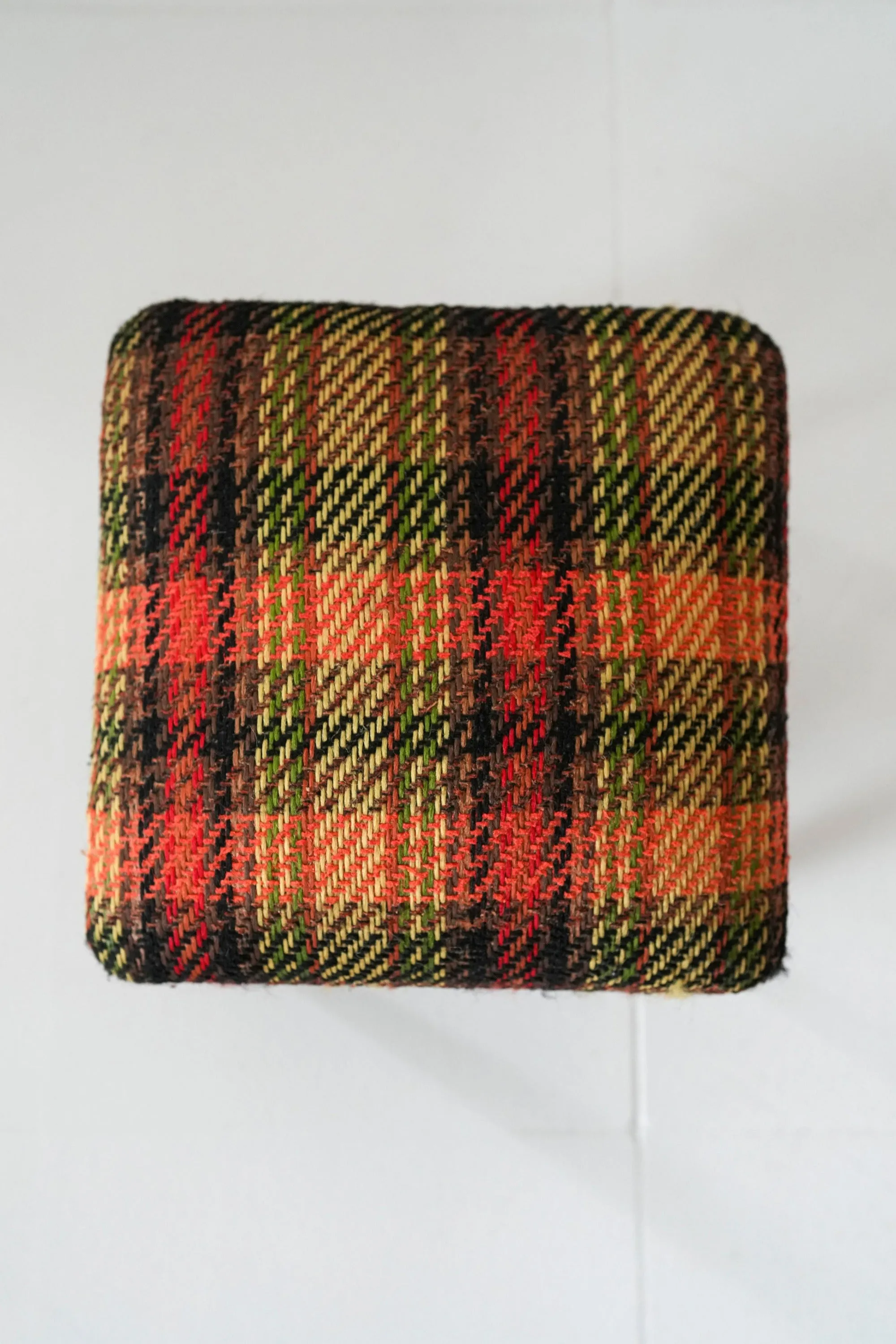 Mid Century Plaid Foot Stool