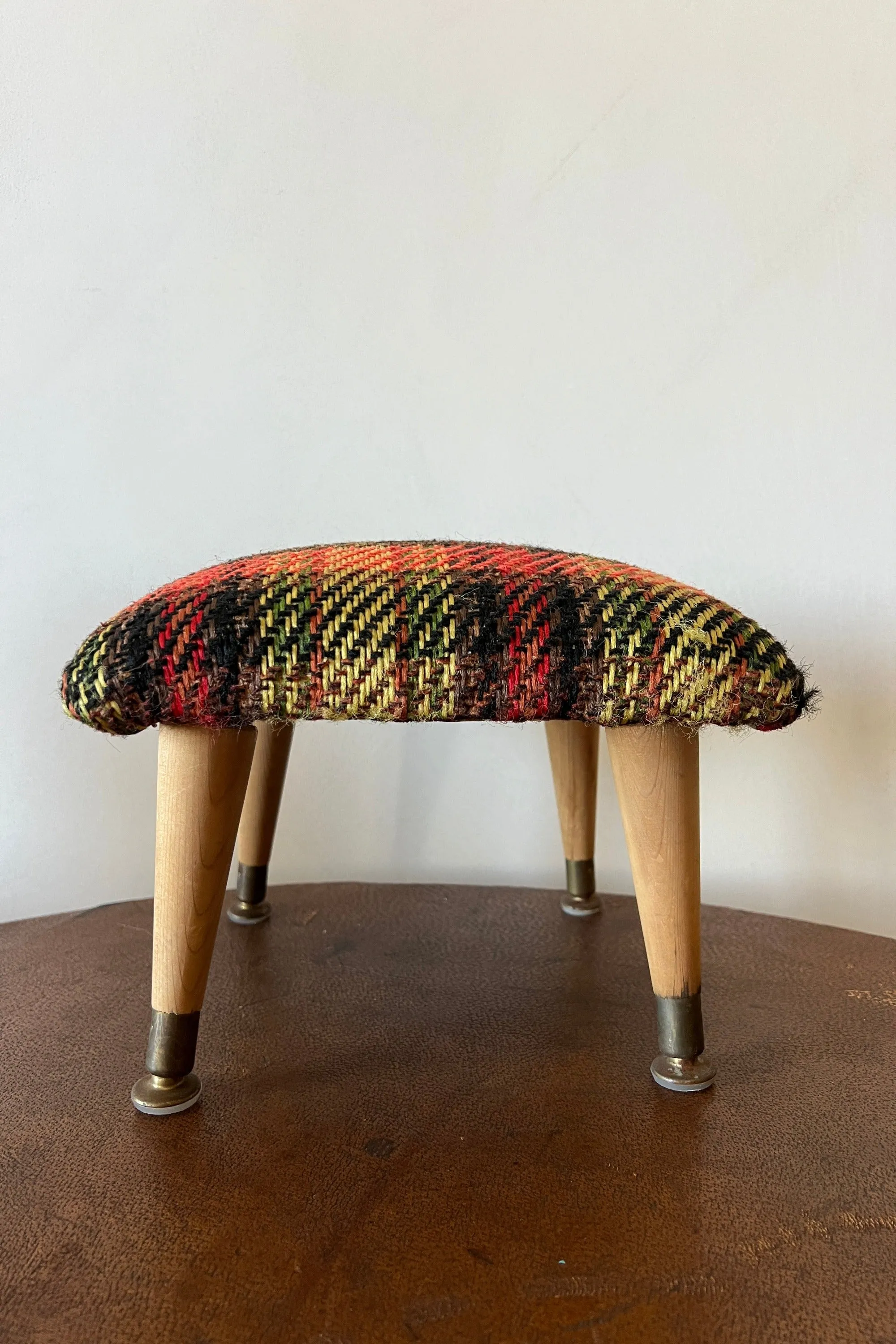 Mid Century Plaid Foot Stool