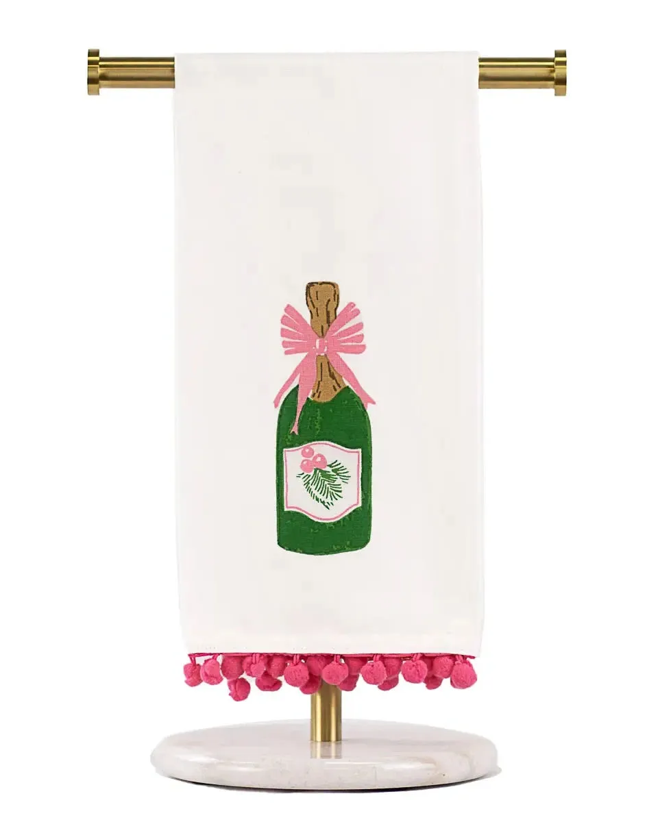 Mistletoe Bubbly Hand Towel - White/Green/Pink