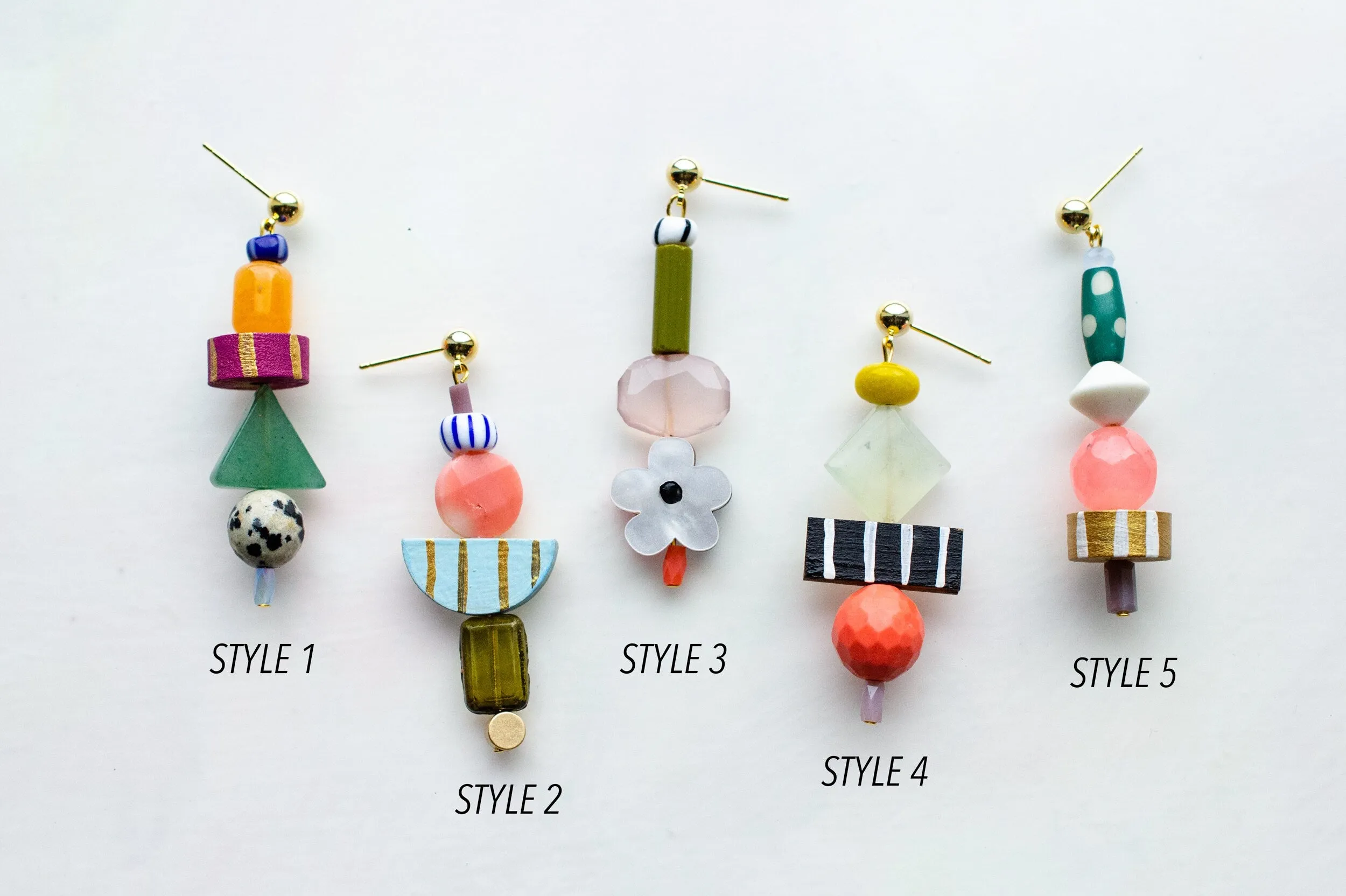 Mix Match Dangle Statement Earrings, colorful beaded earrings, colorful jewelry, gift for her, beaded earrings,mis match earrings