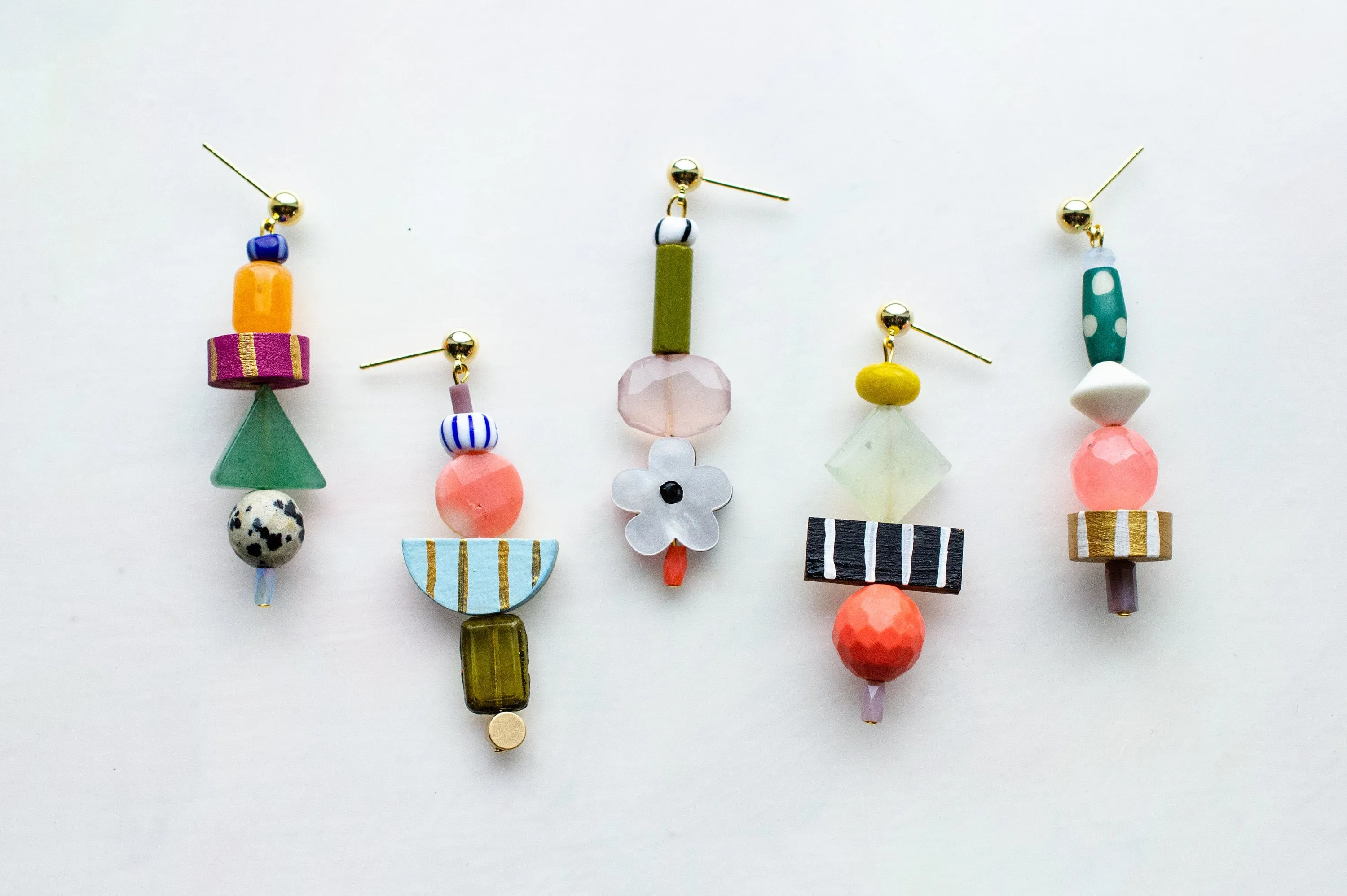 Mix Match Dangle Statement Earrings, colorful beaded earrings, colorful jewelry, gift for her, beaded earrings,mis match earrings