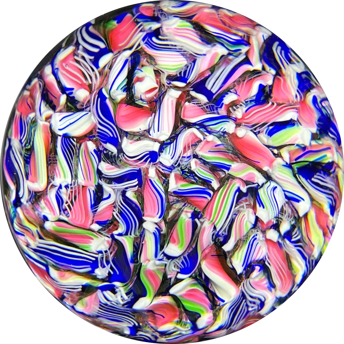 Modern Baccarat Colorful Glass Art Paperweight Macedoine Twists Scramble