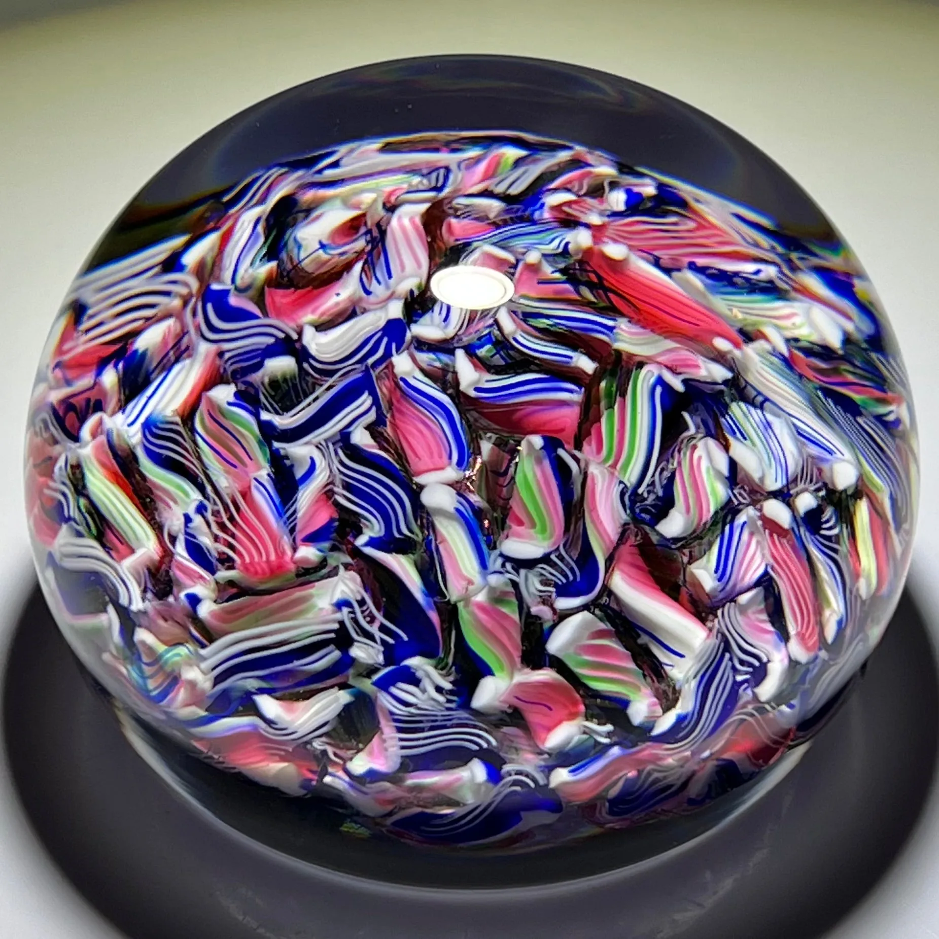 Modern Baccarat Colorful Glass Art Paperweight Macedoine Twists Scramble
