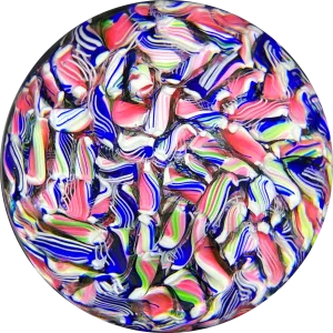 Modern Baccarat Colorful Glass Art Paperweight Macedoine Twists Scramble