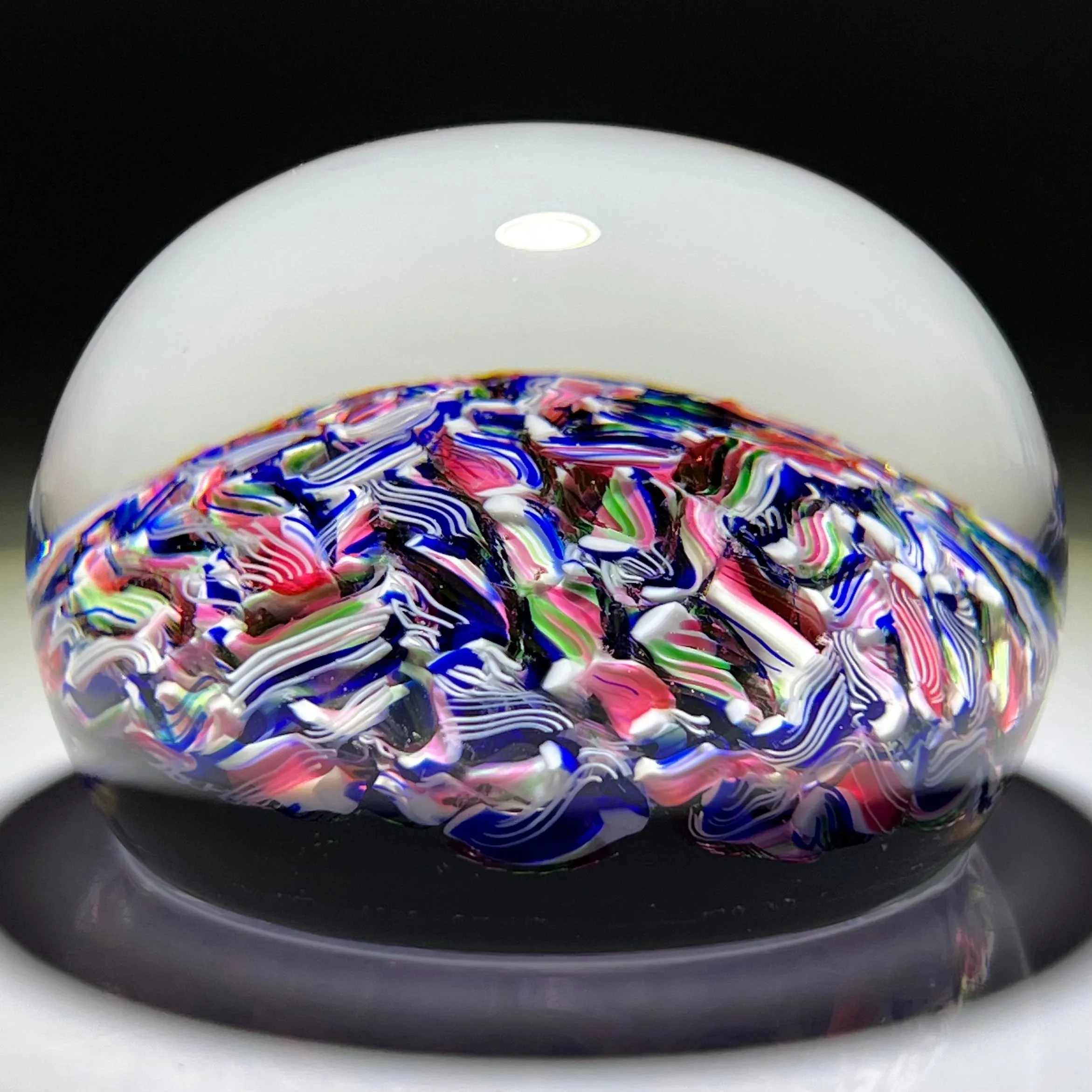 Modern Baccarat Colorful Glass Art Paperweight Macedoine Twists Scramble