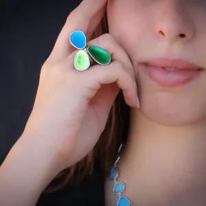 Modern colorful silver & enamel ring