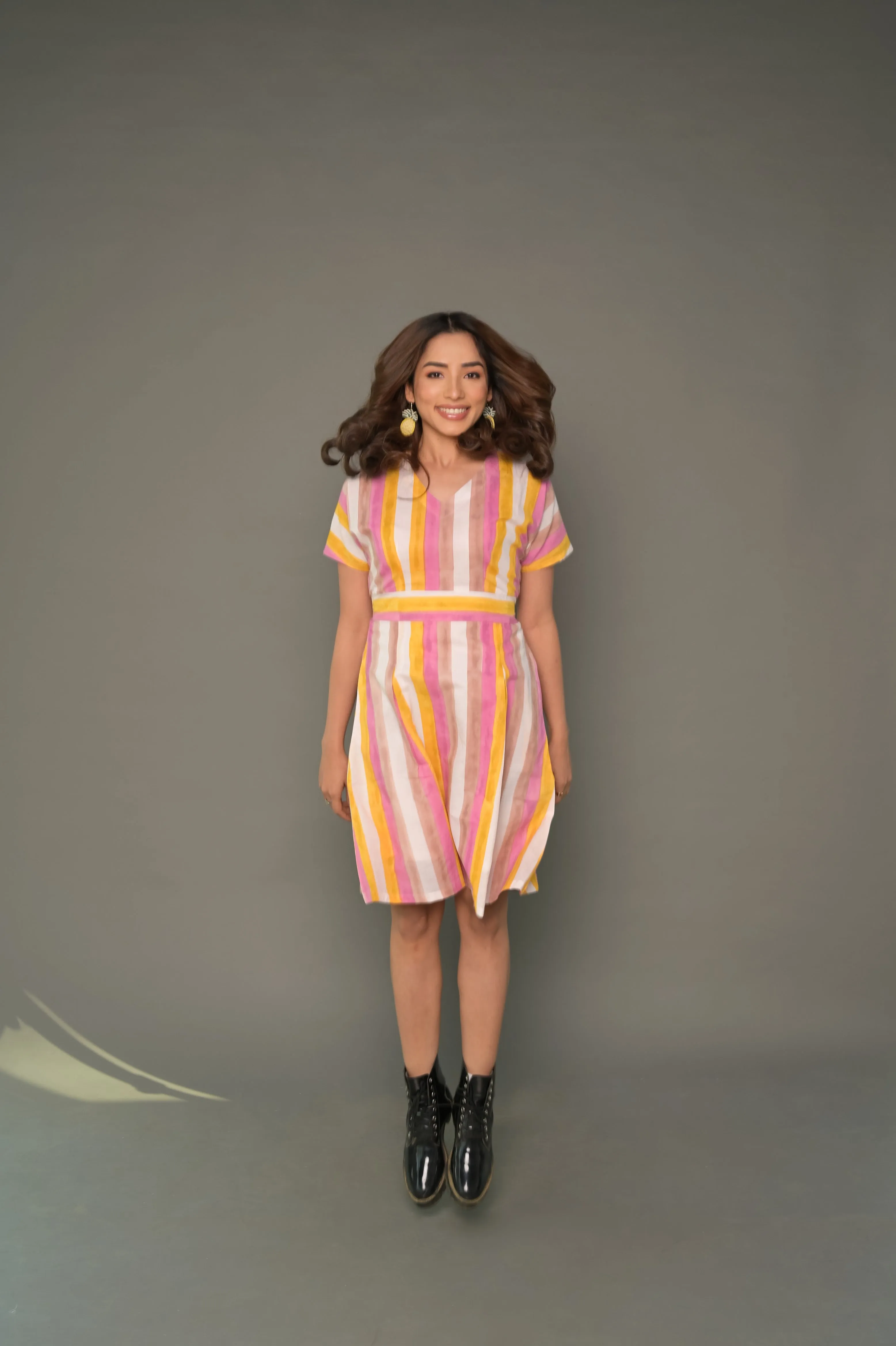 Multicolour 'Magic' Striped Cotton Dress