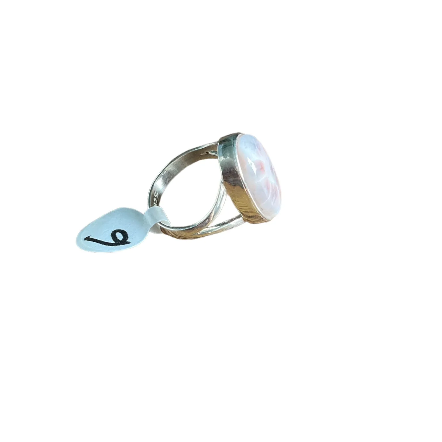 Natrolite Pink Larimar Solid 925 Sterling Silver Ring 6