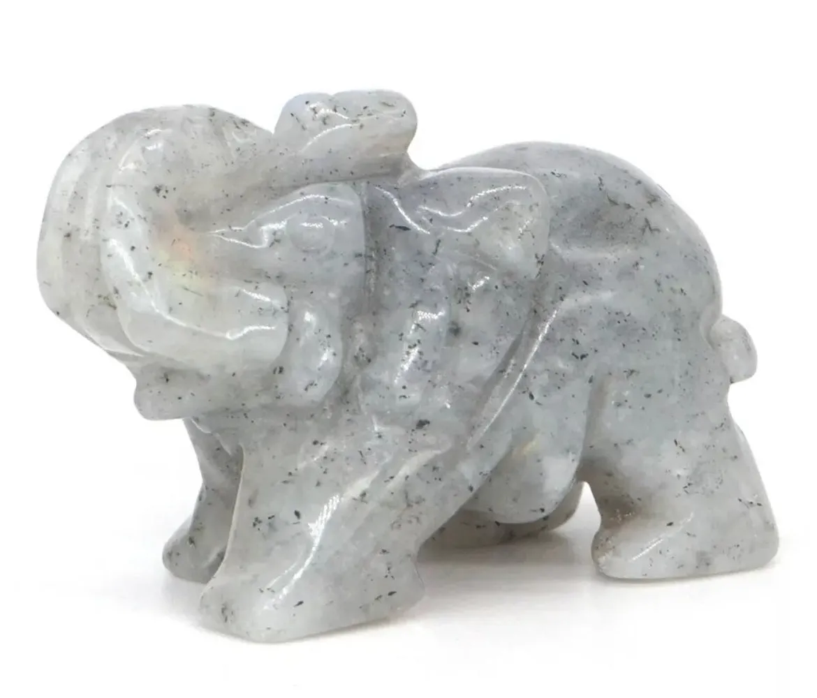 Natural Labradorite Elephant Crystal Gemstone Figurine