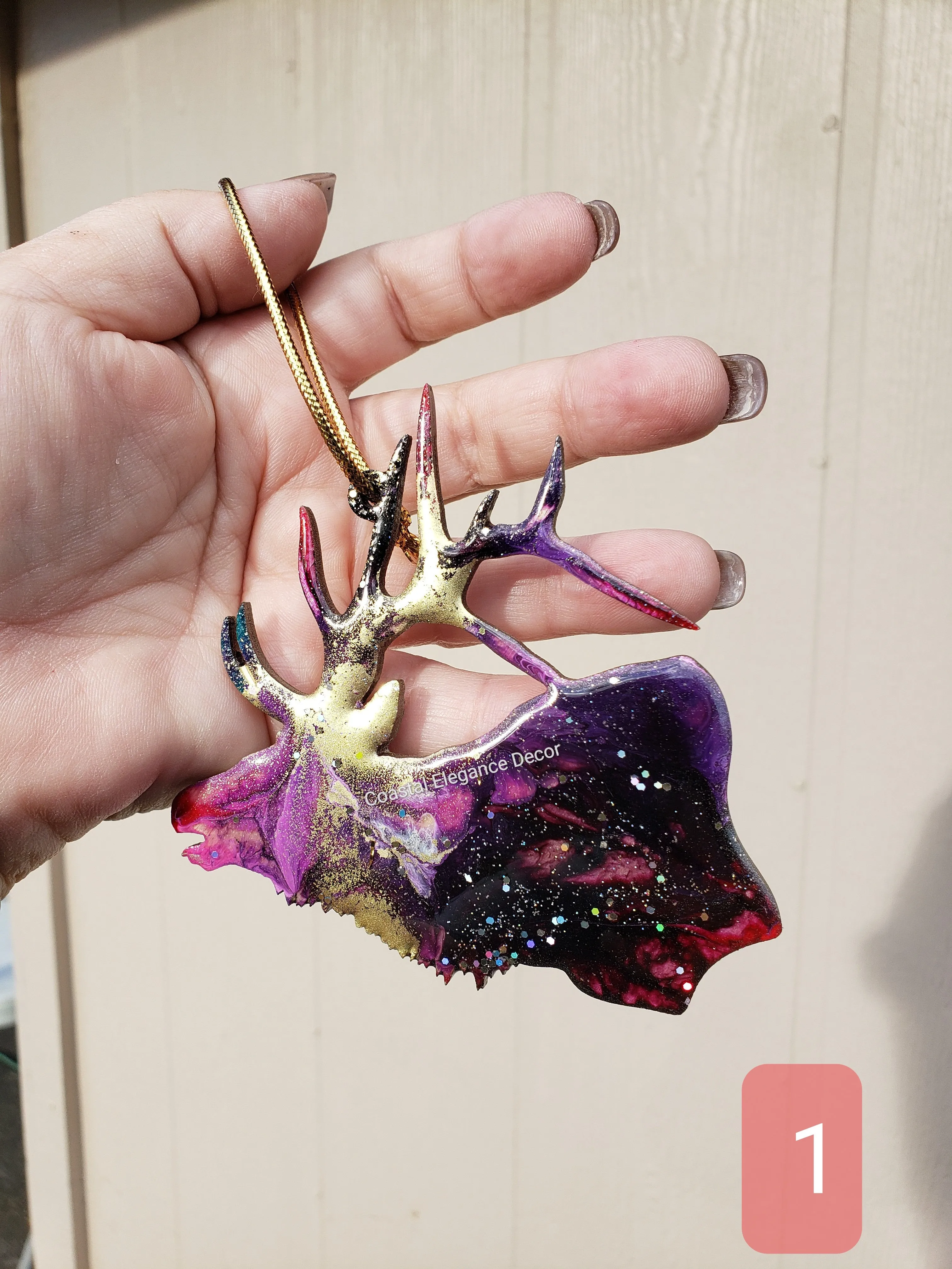Nature Themed Large Elk Wood and Resin Ornaments