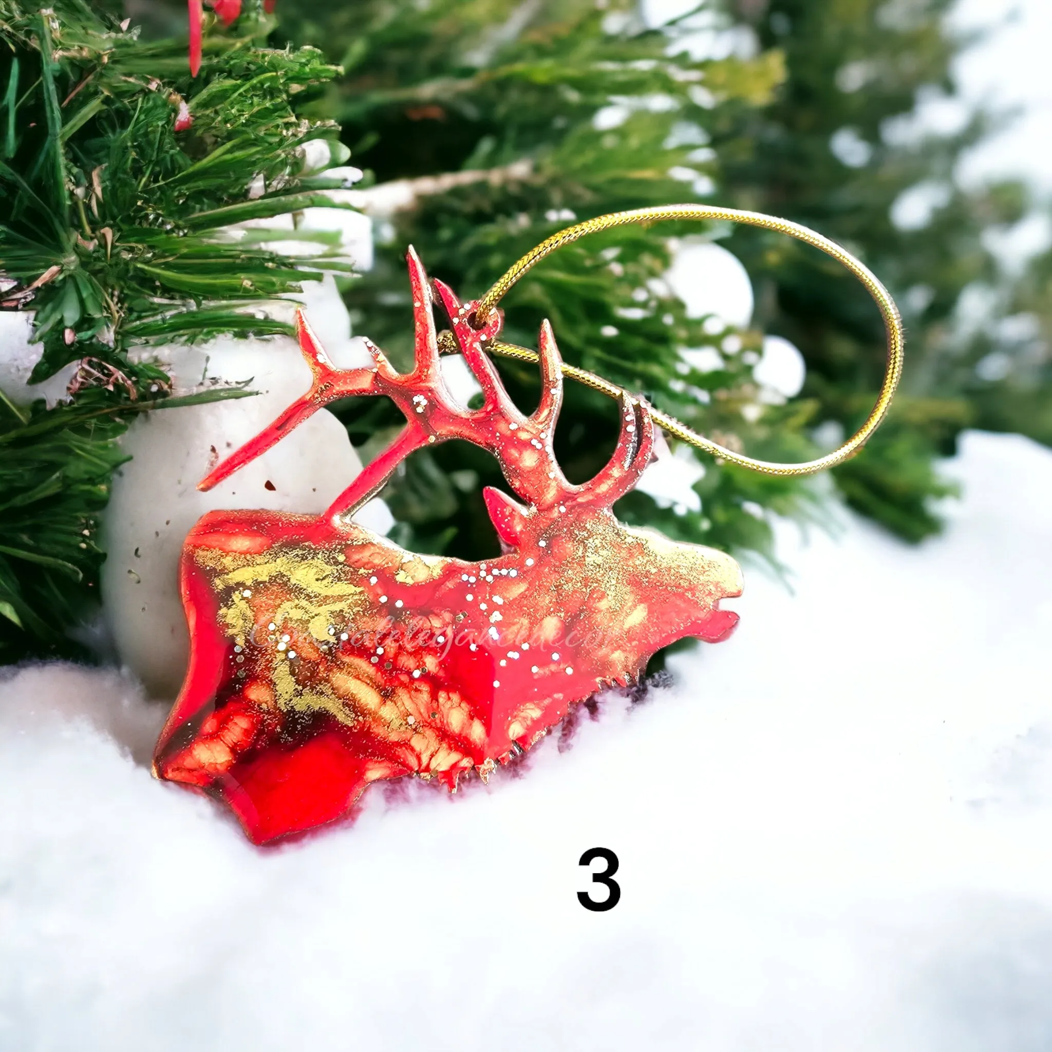 Nature Themed Large Elk Wood and Resin Ornaments