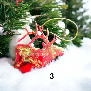 Nature Themed Large Elk Wood and Resin Ornaments
