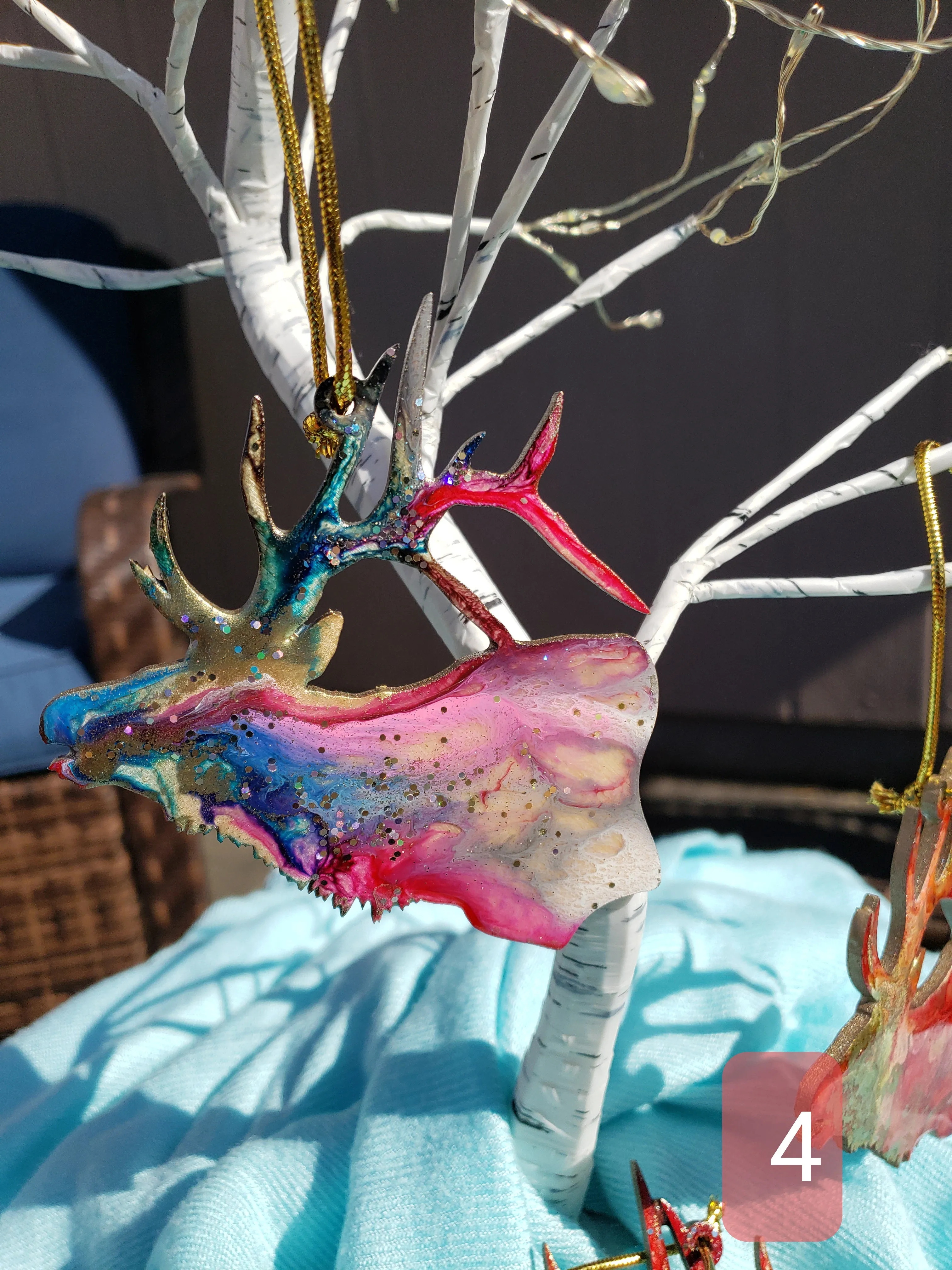 Nature Themed Large Elk Wood and Resin Ornaments