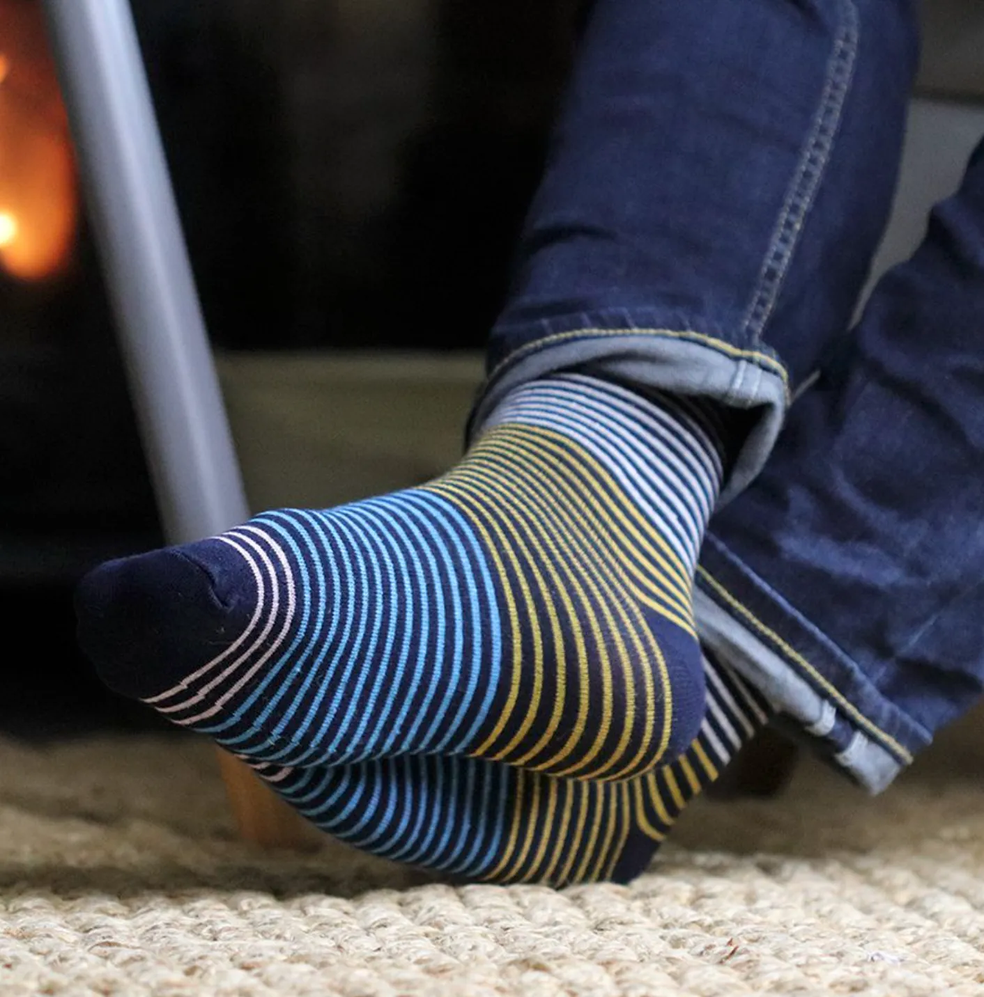 Navy and yellow mix Bamboo socks trio for men