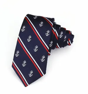 NEW Luxury Men's Anchor Woven Pattern Ties for Men's Slim Neckties Polyester Jacquard Skinny Neck Tie Wedding Corbata Gravata Ties