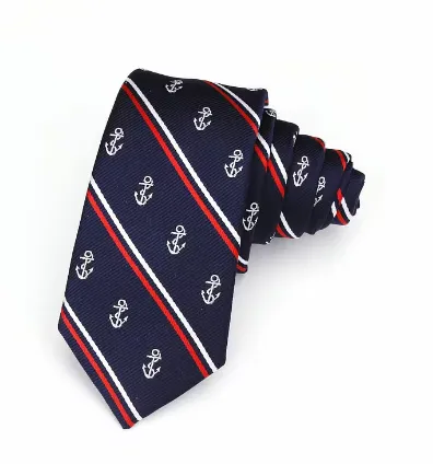 NEW Luxury Men's Anchor Woven Pattern Ties for Men's Slim Neckties Polyester Jacquard Skinny Neck Tie Wedding Corbata Gravata Ties
