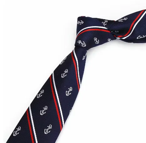 NEW Luxury Men's Anchor Woven Pattern Ties for Men's Slim Neckties Polyester Jacquard Skinny Neck Tie Wedding Corbata Gravata Ties