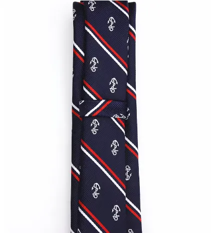 NEW Luxury Men's Anchor Woven Pattern Ties for Men's Slim Neckties Polyester Jacquard Skinny Neck Tie Wedding Corbata Gravata Ties