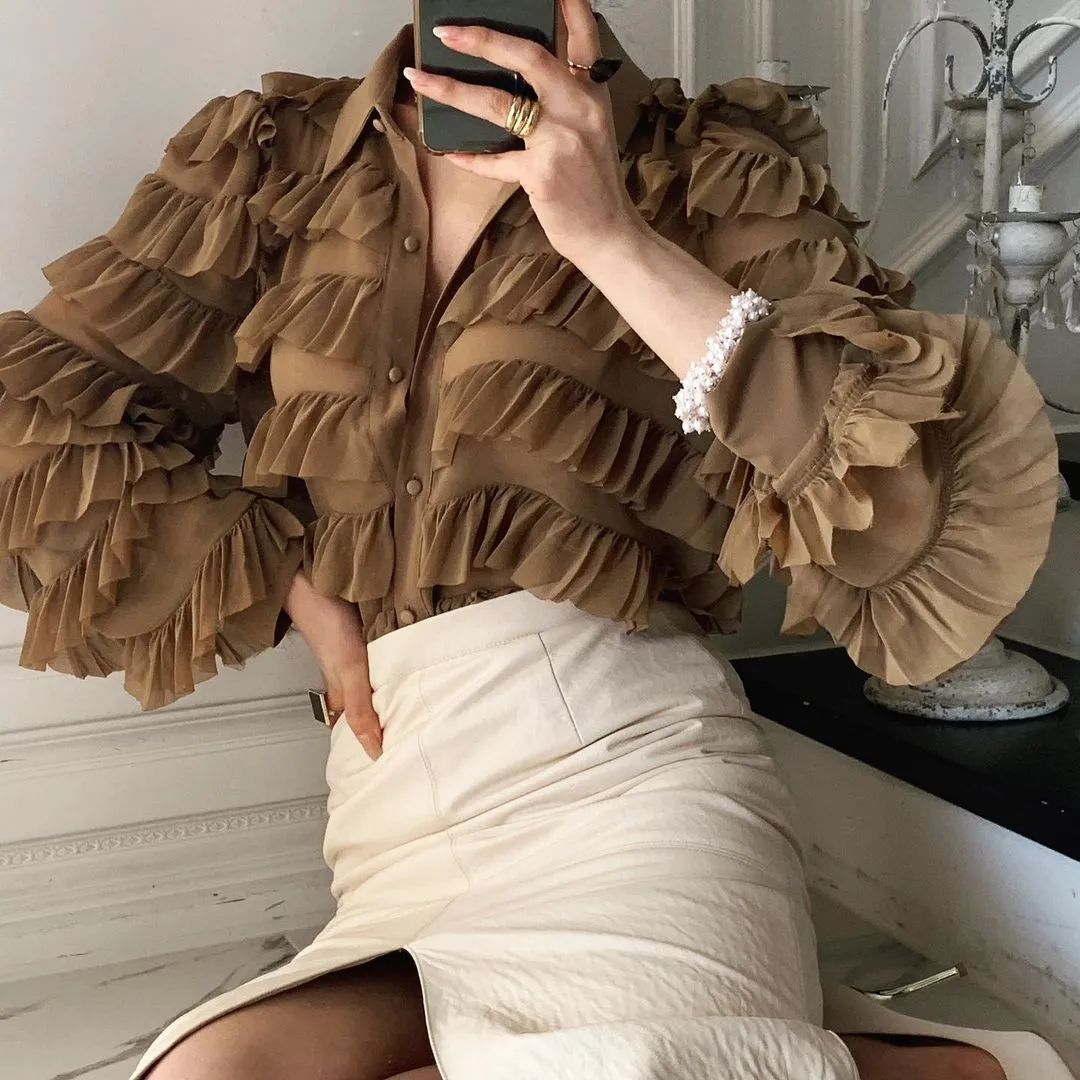New Spring Korean Ruffles Blouse Women