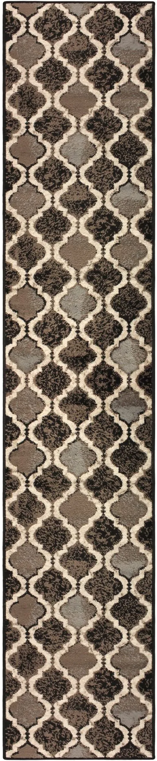 New Superior Modern Area Rug, 8mm Pile Height with Jute Backing, Chic Textured Geometric Trellis Pattern, Anti-Static, Water-Repellent - Chocolate, 2'3 x 8' Runner! Made in Egypt!