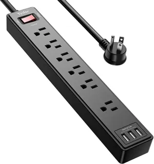 New Yintar Power Strip with 6 Feet, Surge Protector with 6 AC Outlets and 3 USB Ports, 6 Ft Extension Cord for for Home, Office, Dorm Essentials, 1680 Joules, ETL Listed, Black