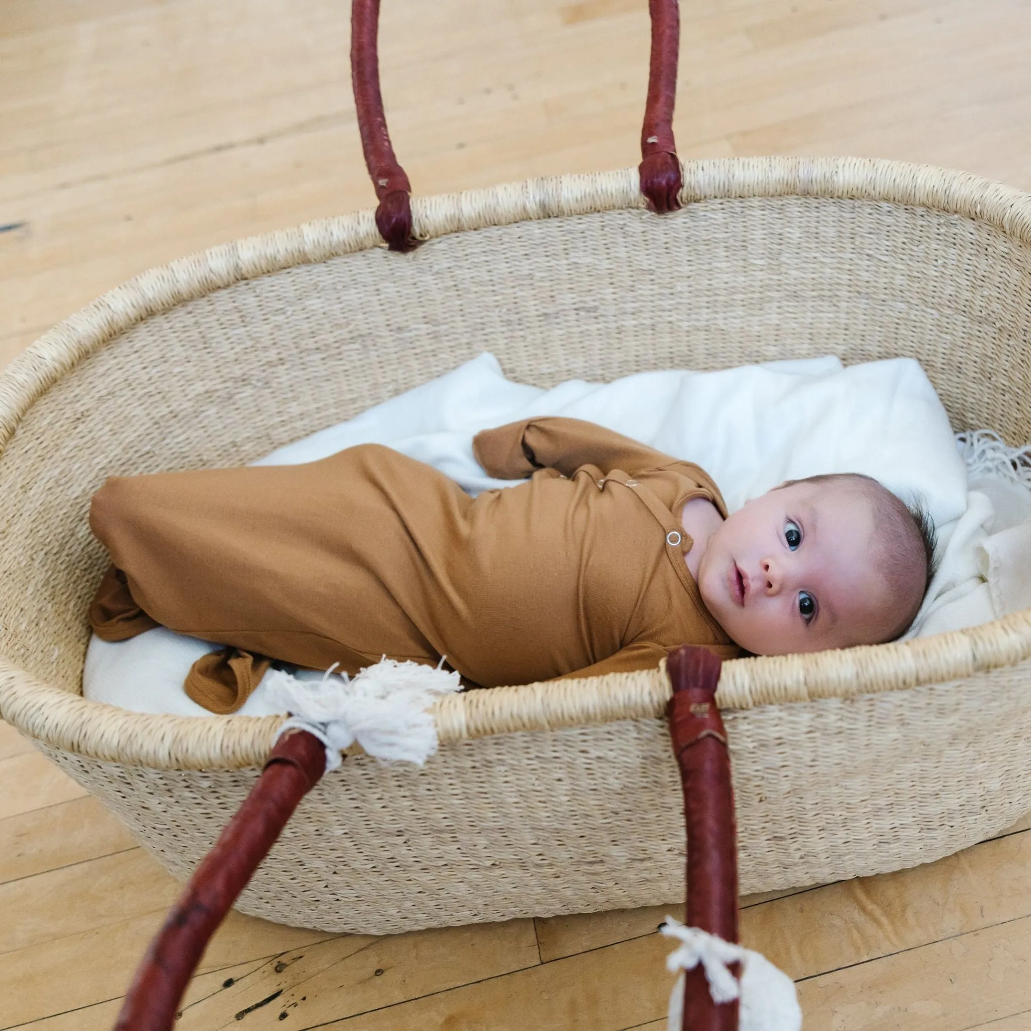 Newborn Knotted Gown - Camel