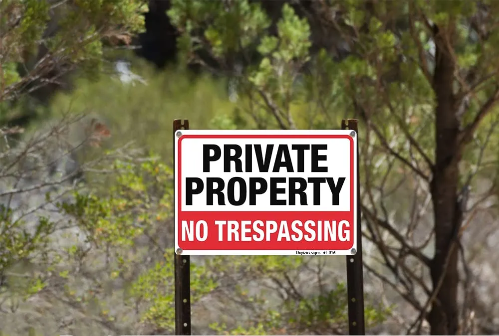 No Trespassing Signs Large Private Property Metal 10x14 Inch Rust Free Aluminum,UV Ink Printing,Durable/Weatherproof Up to 7 Years Outdoor for Home (4-Pack)