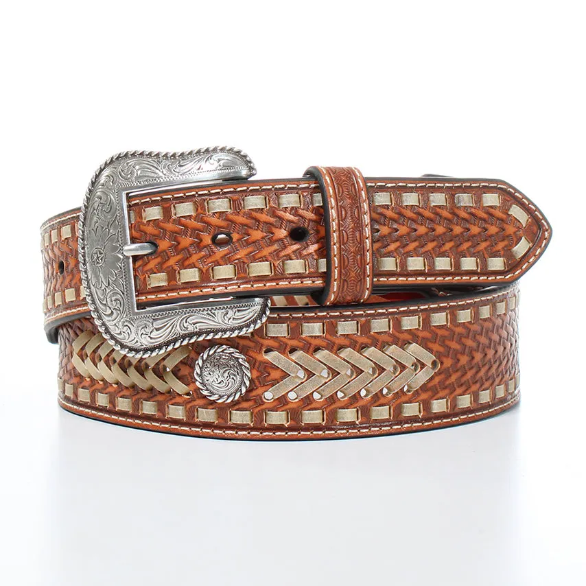 Nocona Men's Tan Basket Weave/Laced Belt