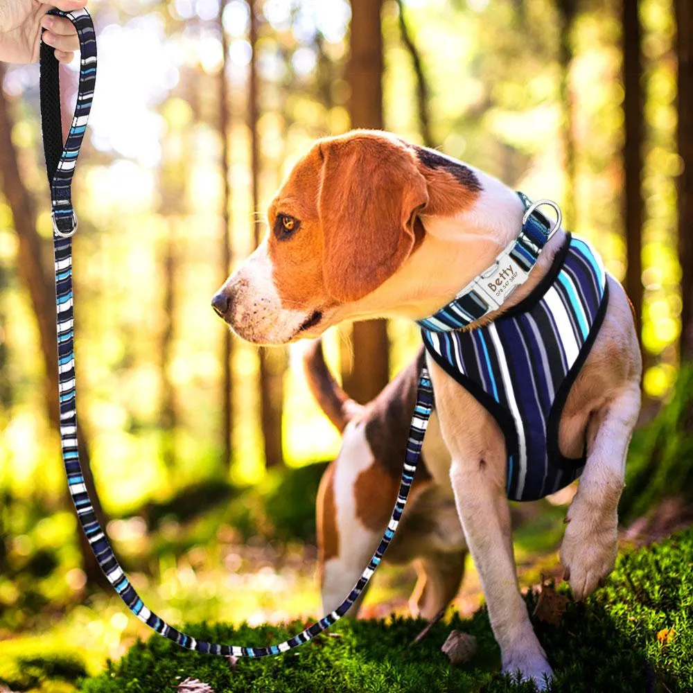 Nylon Printed Dog Collar Leash Harness Set: Personalized