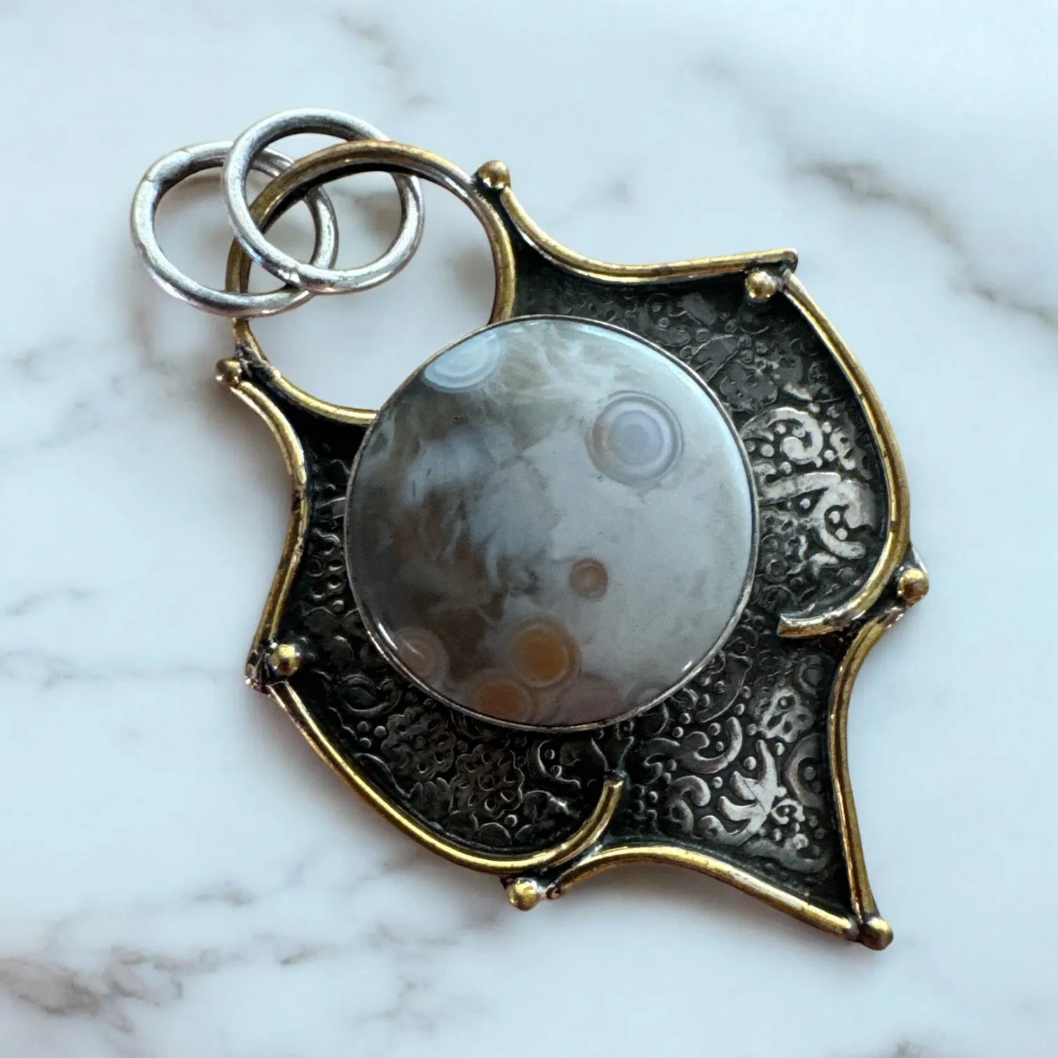 Ocean Jasper Solid 925 Sterling Silver Pendant