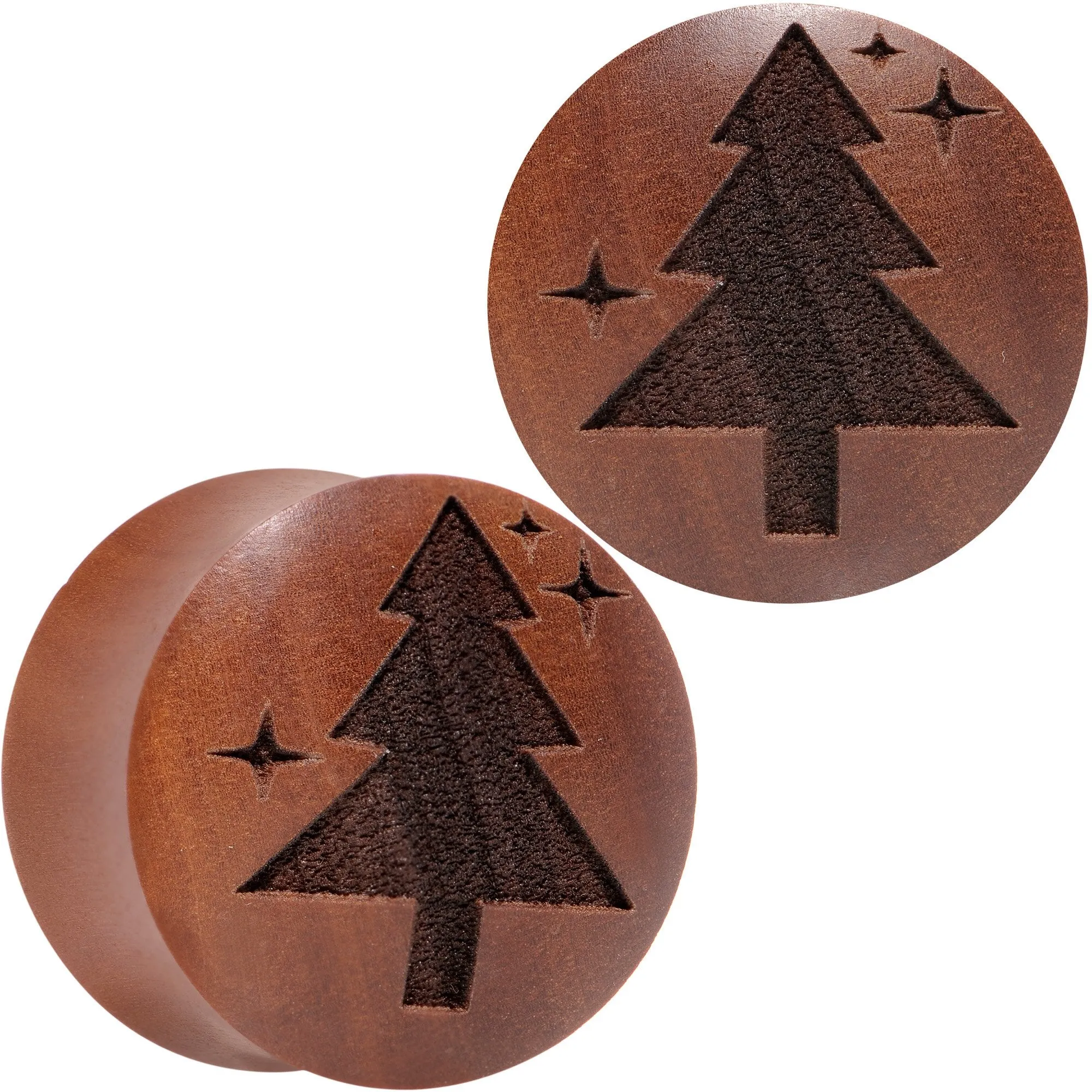 Organic Sawo Wood Christmas Tree Saddle Plug Set Sizes 8mm to 25mm